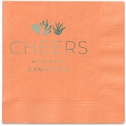 Desert Greenery Napkin, Green, Coral, sage