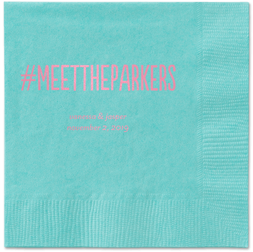 Adorable Couple Napkins, Pink, Aqua, Blush