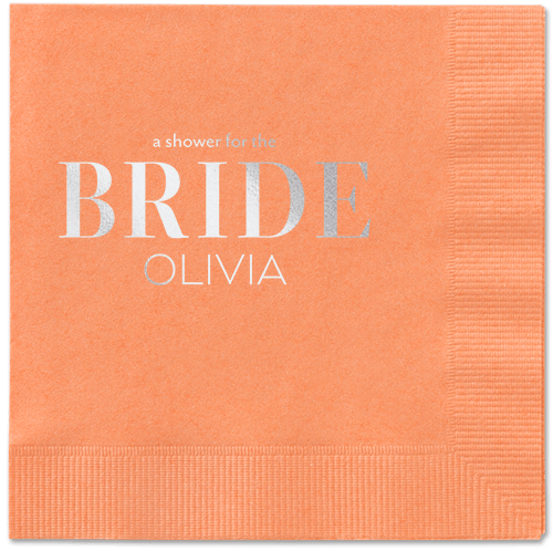 Watercolor Flowers Napkin, Grey, Coral, silver