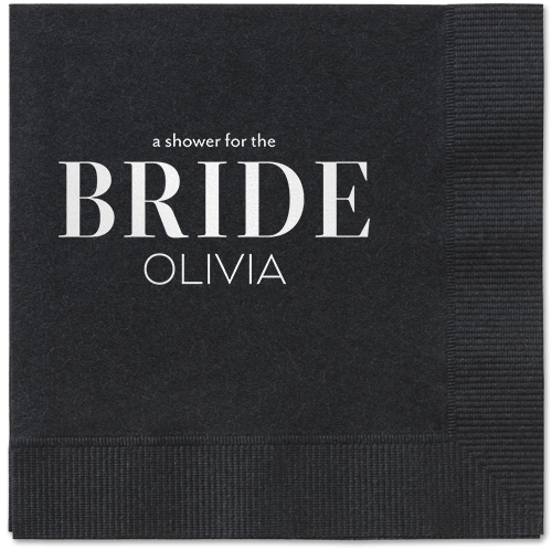 Watercolor Flowers Napkin, White, Black, white