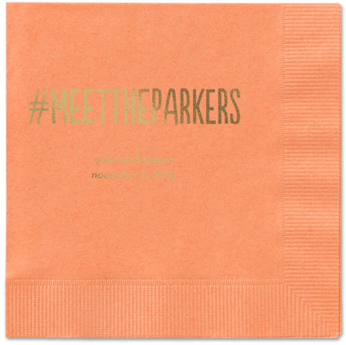 Adorable Couple Napkins, Yellow, Coral, Gold