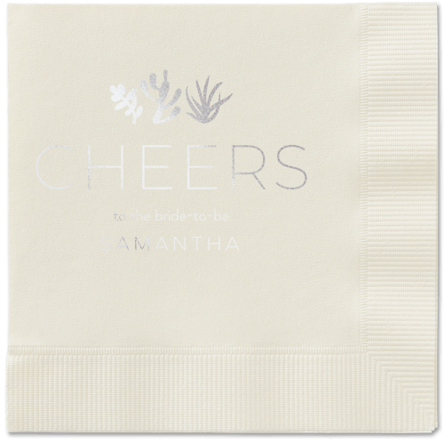 Desert Greenery Napkin, Grey, Ecru, silver