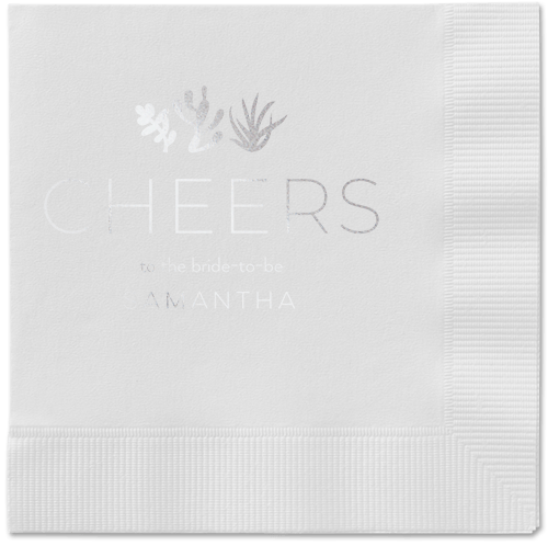 Desert Greenery Napkin, Grey, White, silver