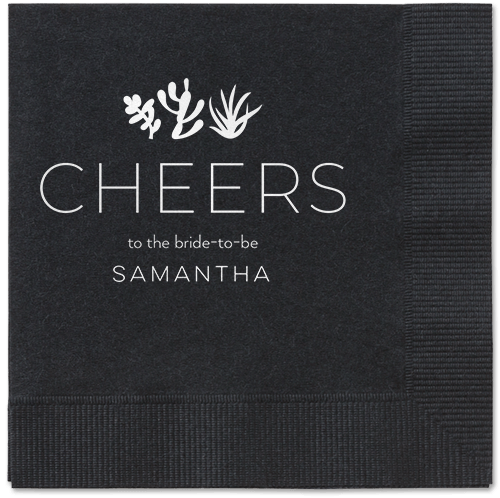 Desert Greenery Napkin, White, Black