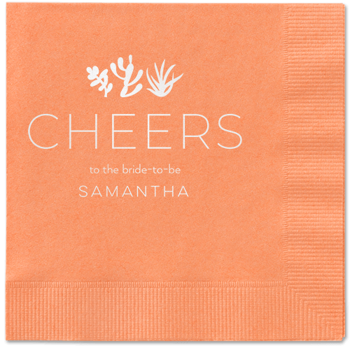 Desert Greenery Napkin, White, Coral, white