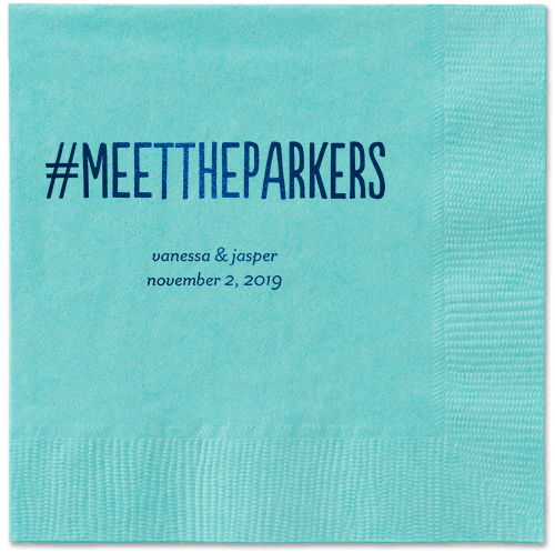 Adorable Couple Napkins, Blue, Aqua, Midnight