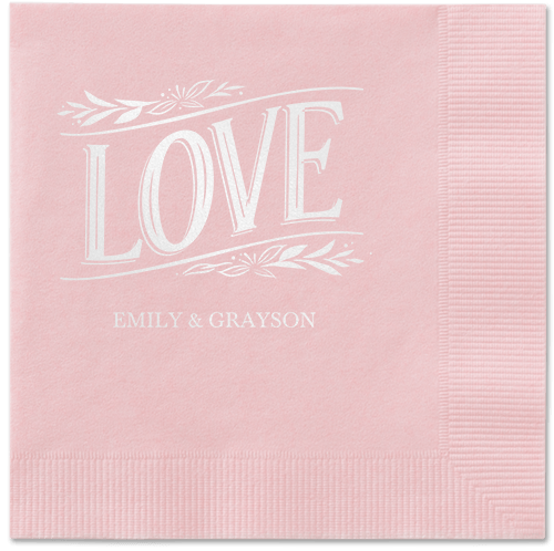 Ornamented Petals Napkin, White, Blush, white