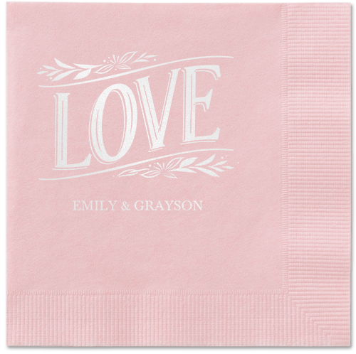 Ornamented Petals Napkin, White, Blush