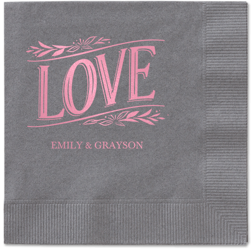 Ornamented Petals Napkin, Pink, Pewter, blush