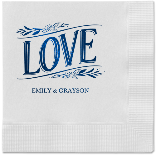 Ornamented Petals Napkin, Blue, White, midnight