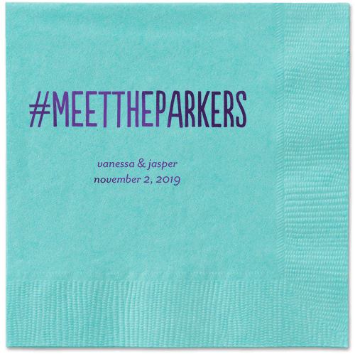 Adorable Couple Napkins, Purple, Aqua, Purple