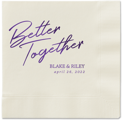 Improved Together Napkin, Purple, Ecru, purple