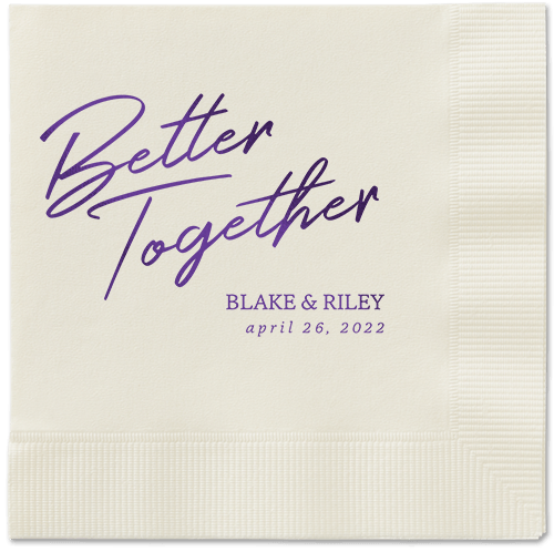 Improved Together Napkin, Purple, Ecru