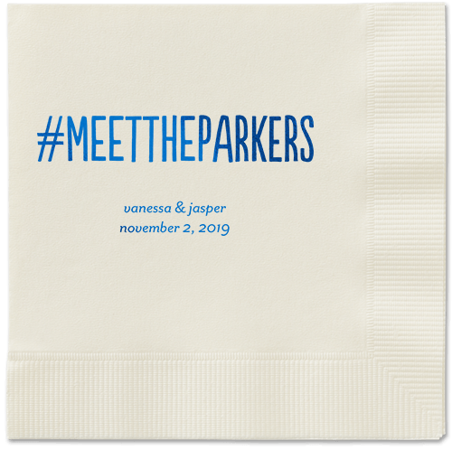 Adorable Couple Napkins, Blue, Ecru