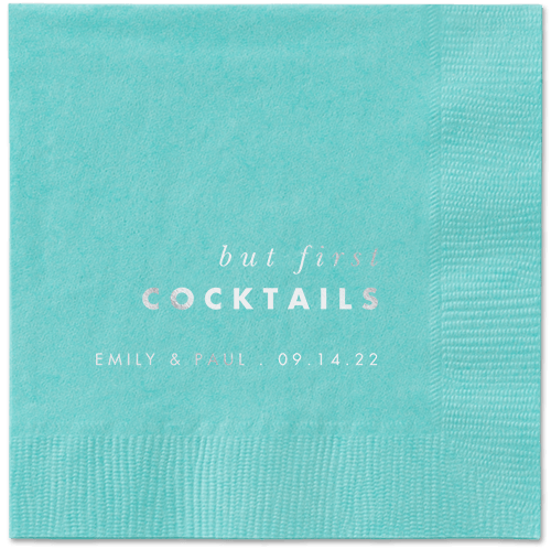 But First Napkin, Grey, Aqua, silver