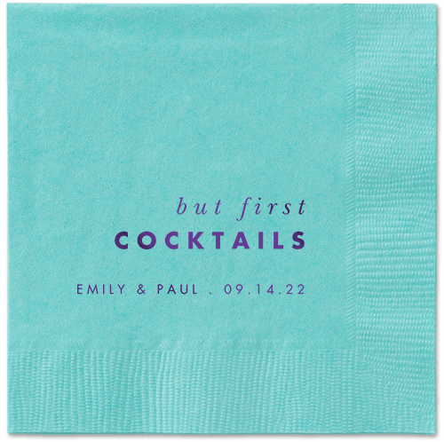 But First Napkin, Purple, Aqua