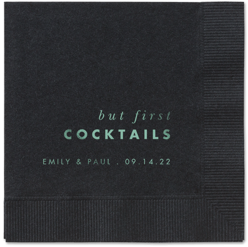 But First Napkin, Green, Black, sage