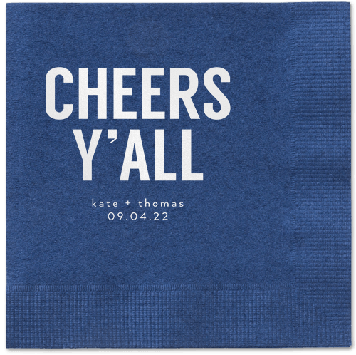 Cheers Yall Napkin, White, Navy, white