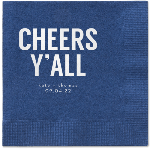 Cheers Yall Napkin, White, Navy