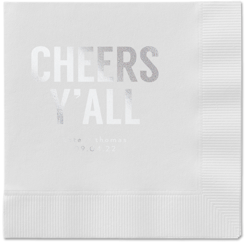 Cheers Yall Napkin, Grey, White