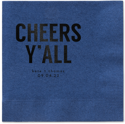 Cheers Yall Napkin, Black, Navy, black