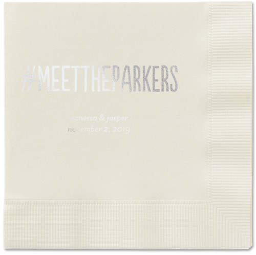 Adorable Couple Napkins, Grey, Ecru, Silver