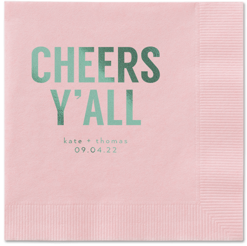 Cheers Yall Napkin, Green, Blush, sage