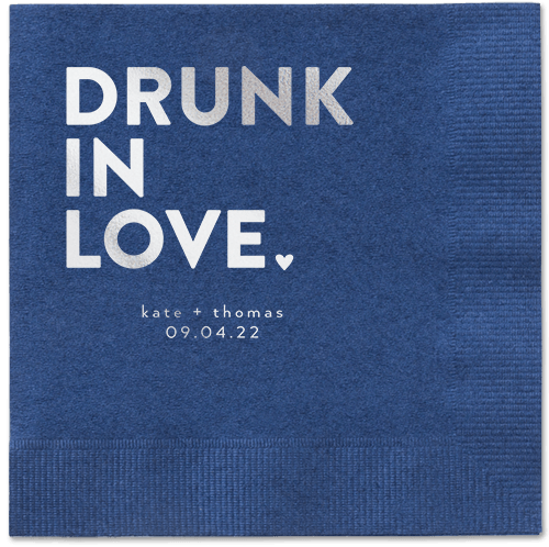Drunk in Love Napkin, Grey, Navy, silver