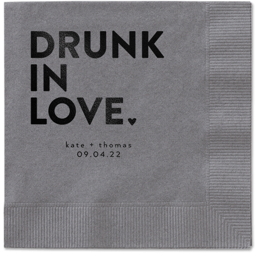 Drunk in Love Napkin, Black, Pewter, black