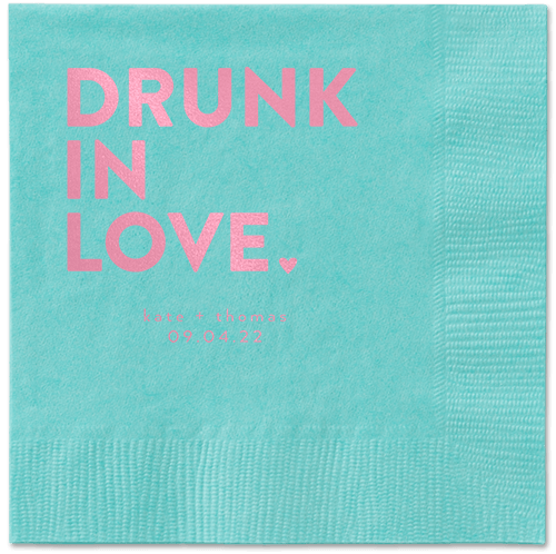 Drunk in Love Napkin, Pink, Aqua, blush