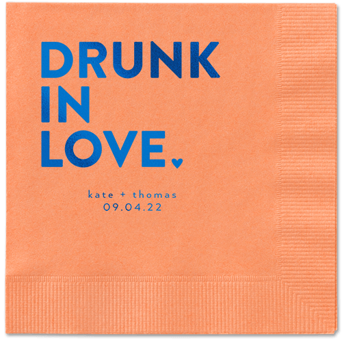 Drunk in Love Napkin, Blue, Coral