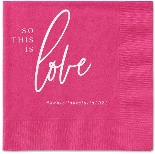 So This Is Love Napkin, White, Magenta