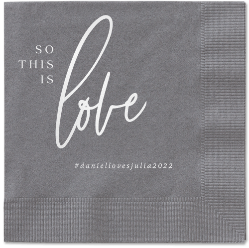 So This Is Love Napkin, White, Pewter, white