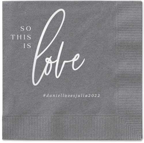 So This Is Love Napkin, White, Pewter