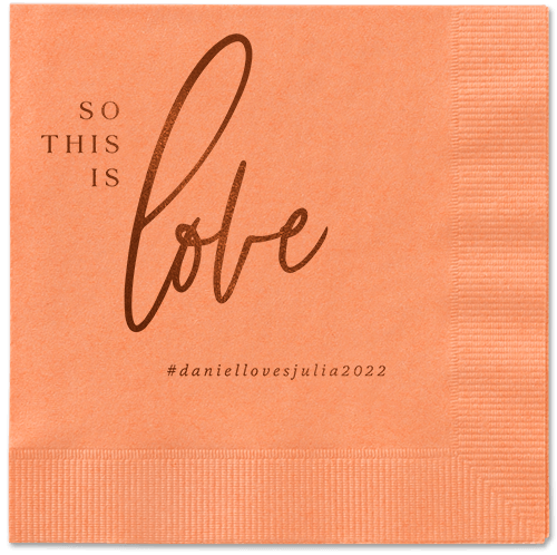 So This Is Love Napkin, Brown, Coral, mocha