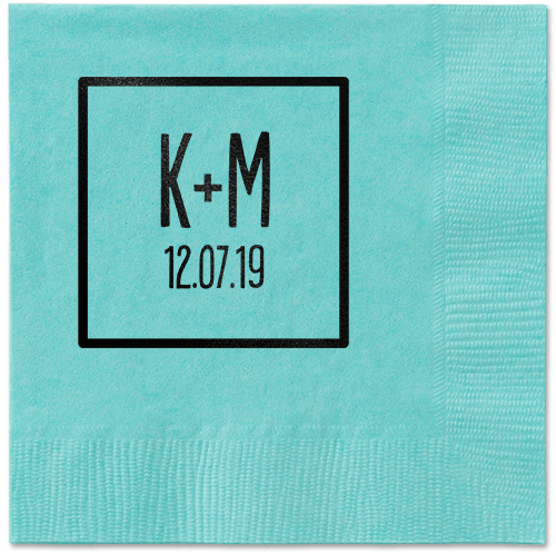 Boxed Bliss Napkins, Black, Aqua, Black