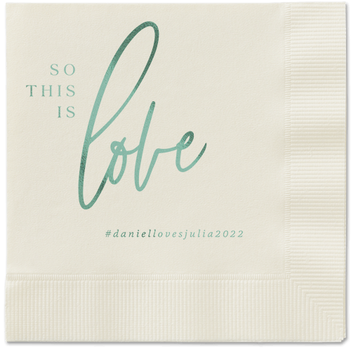 So This Is Love Napkin, Green, Ecru, sage