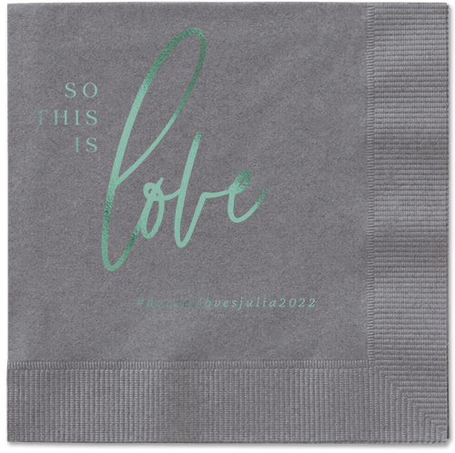 So This Is Love Napkin, Green, Pewter