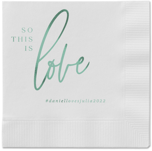 So This Is Love Napkin, Green, White, sage