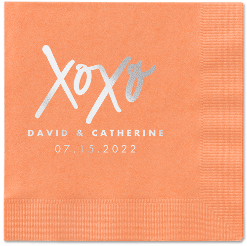 Embrace and Kiss Napkin, Grey, Coral