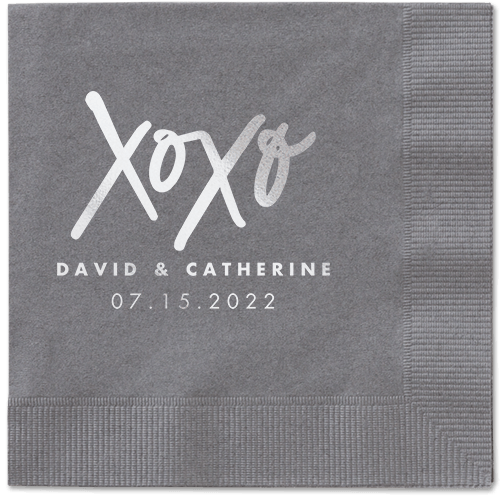 Embrace and Kiss Napkin, Grey, Pewter
