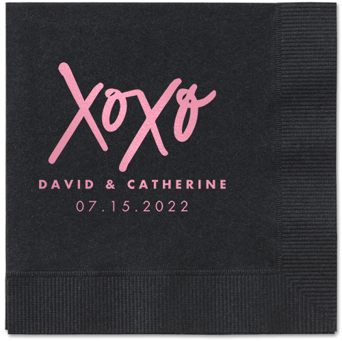 Embrace and Kiss Napkin, Pink, Black, blush