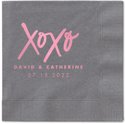 Embrace and Kiss Napkin, Pink, Pewter