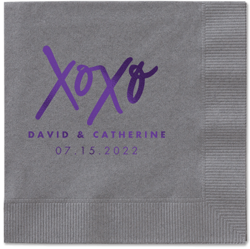 Embrace and Kiss Napkin, Purple, Pewter, purple
