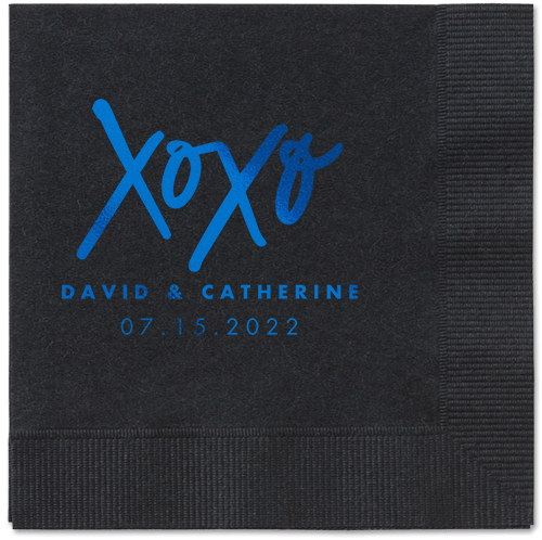 Embrace and Kiss Napkin, Blue, Black, royal