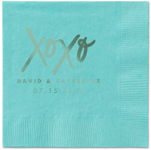 Embrace and Kiss Napkin, Green, Aqua, sage