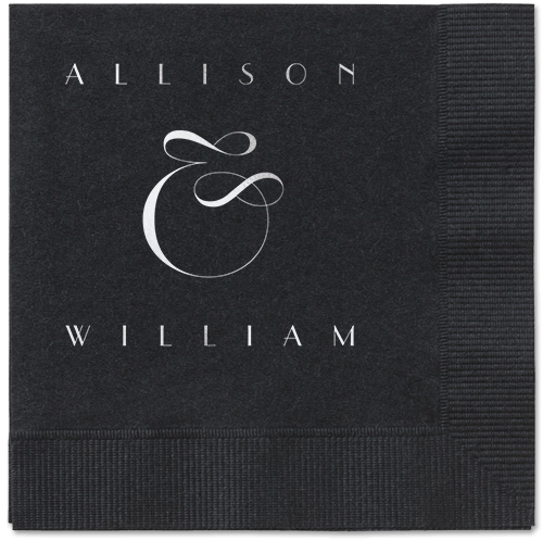 Nouveau Connection Napkin, Grey, Black, silver