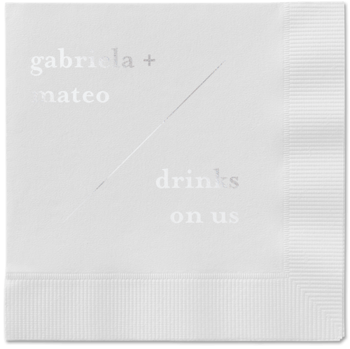 Modern Stylings Napkin, Grey, White, silver
