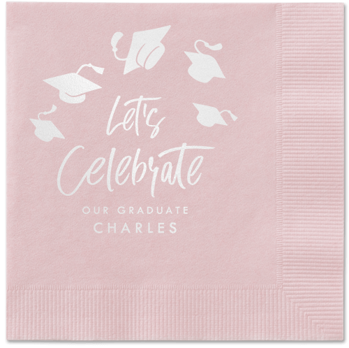 Cap Confetti Napkin, White, Blush