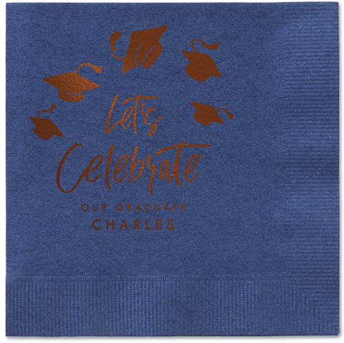 Cap Confetti Napkin, Brown, Navy